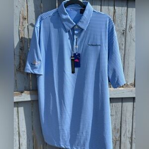 NEW ON PAR GOLF Striped Polo Shirt XL Men's X-Large Performance Shirt Blue NWT